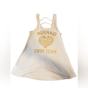 Mermaid Swim Team Graphic White Tank Top SIZE small Swimsuit Cover Up Gold White